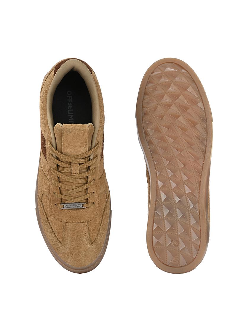 men solid beige lace up sneaker - 21730703 - Standard Image - 4