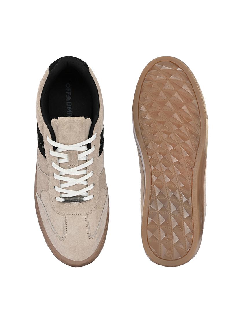 men solid beige lace up sneaker - 21730704 - Standard Image - 4