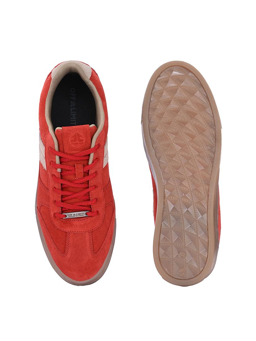men solid red lace up sneaker - 21730706 - Standard Image - 4
