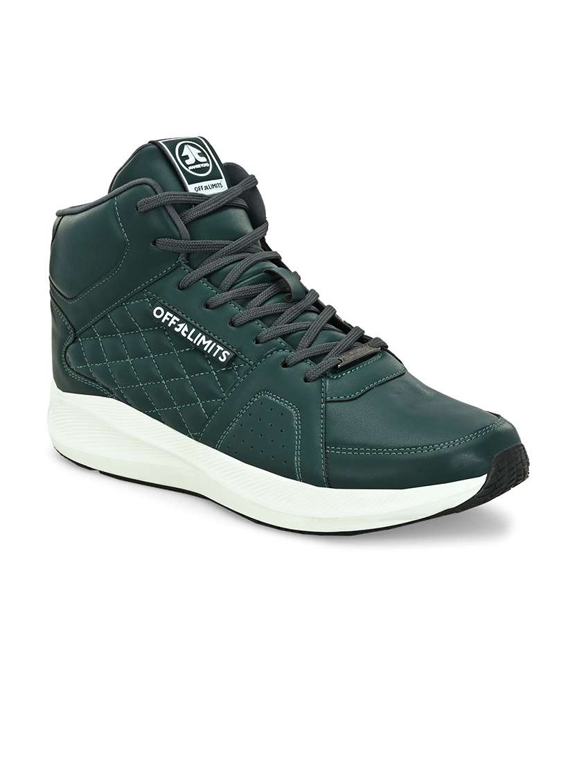 men bottle green lace up high ankle sneaker - 21730707 -  Standard Image - 1