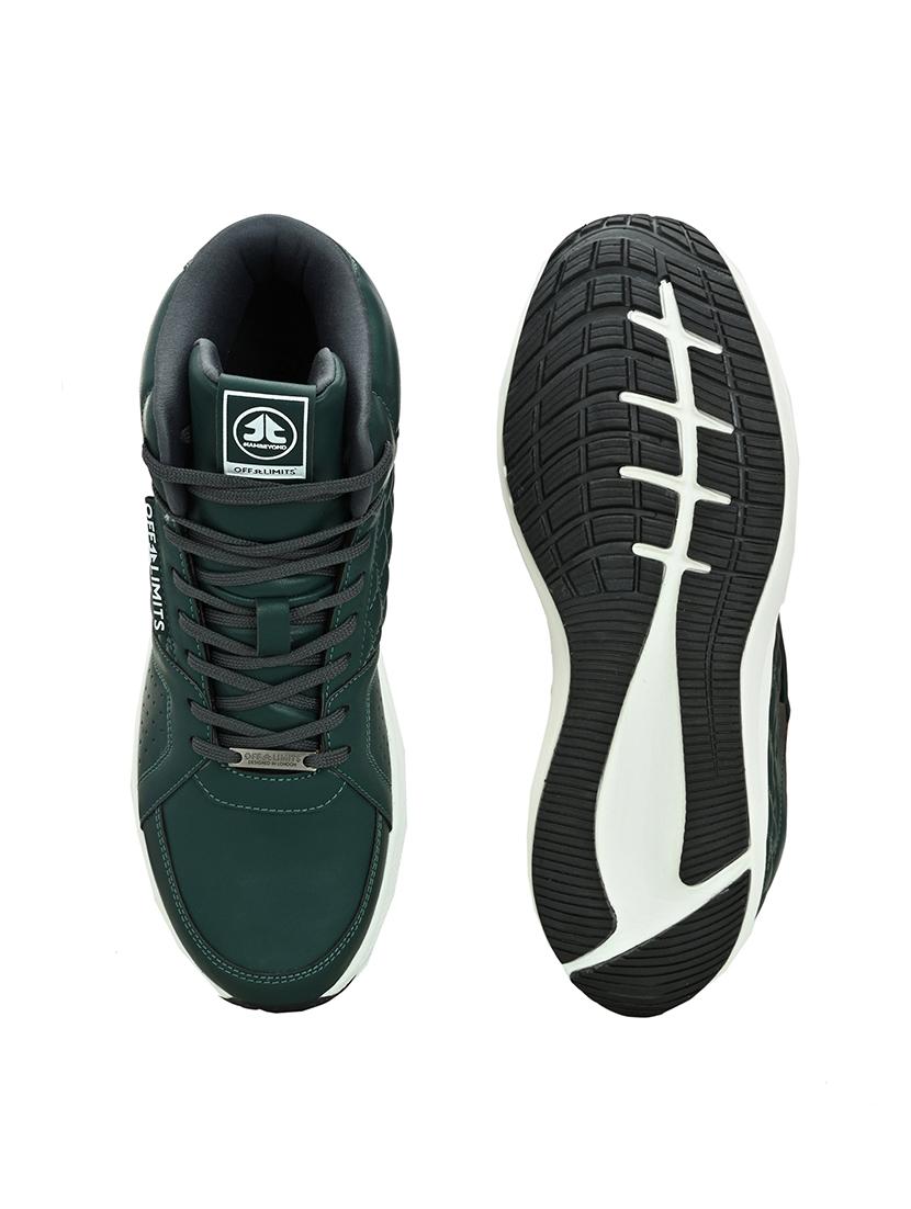 men bottle green lace up high ankle sneaker - 21730707 - Standard Image - 4