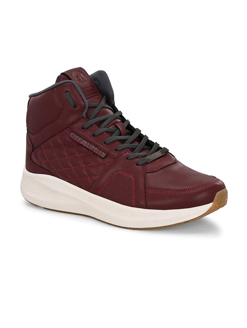 men solid lace up high ankle sneaker - 21730709 - Standard Image - 1