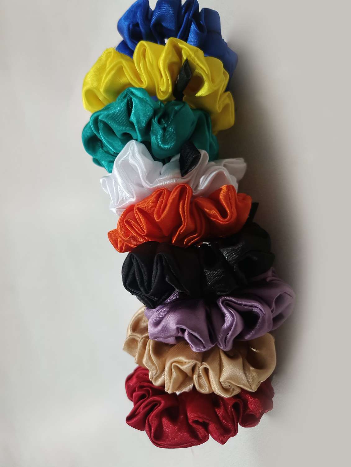 women pack of 9 solid multi colored satin scrunchies - 21730724 -  Standard Image - 1