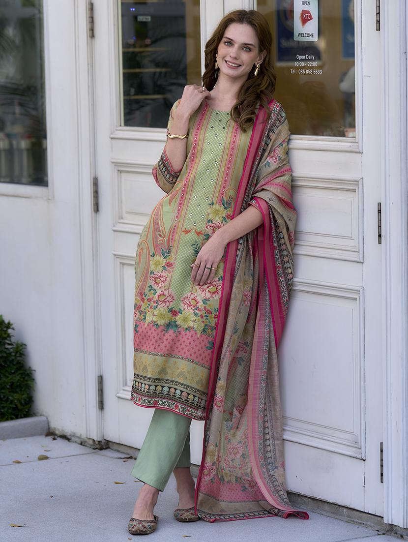 women three quarter sleeve kurta pant with dupatta set - 21730778 - Standard Image - 1