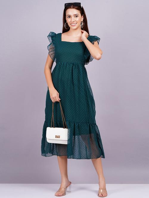 women self designed ruffled sleeves tiered dress - 21730862 -  Standard Image - 0