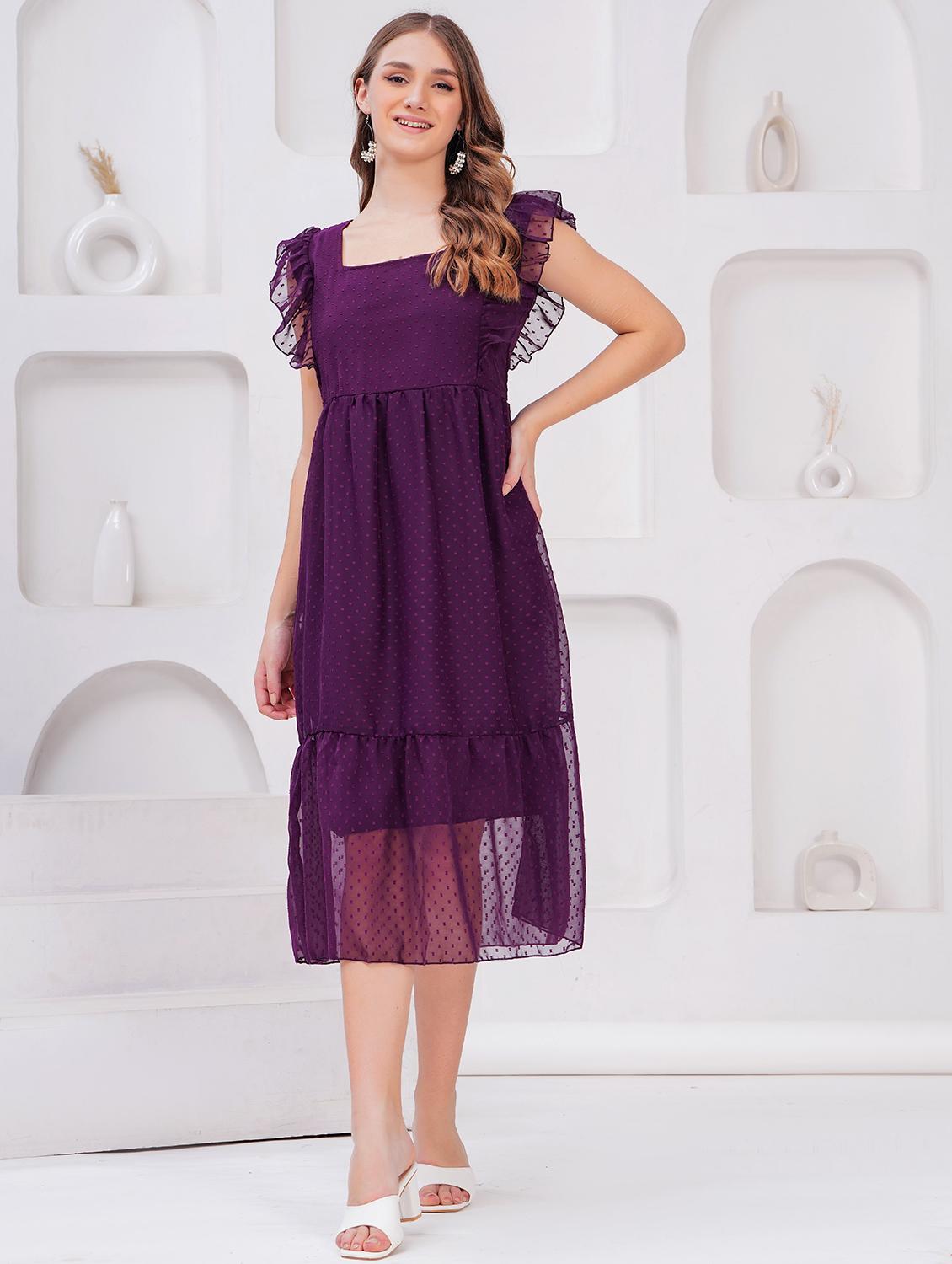 women self designed ruffled sleeves tiered dress - 21730867 -  Standard Image - 1