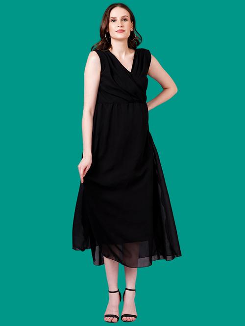 women solid sleeveles a-line dress - 21730883 - Standard Image - 0
