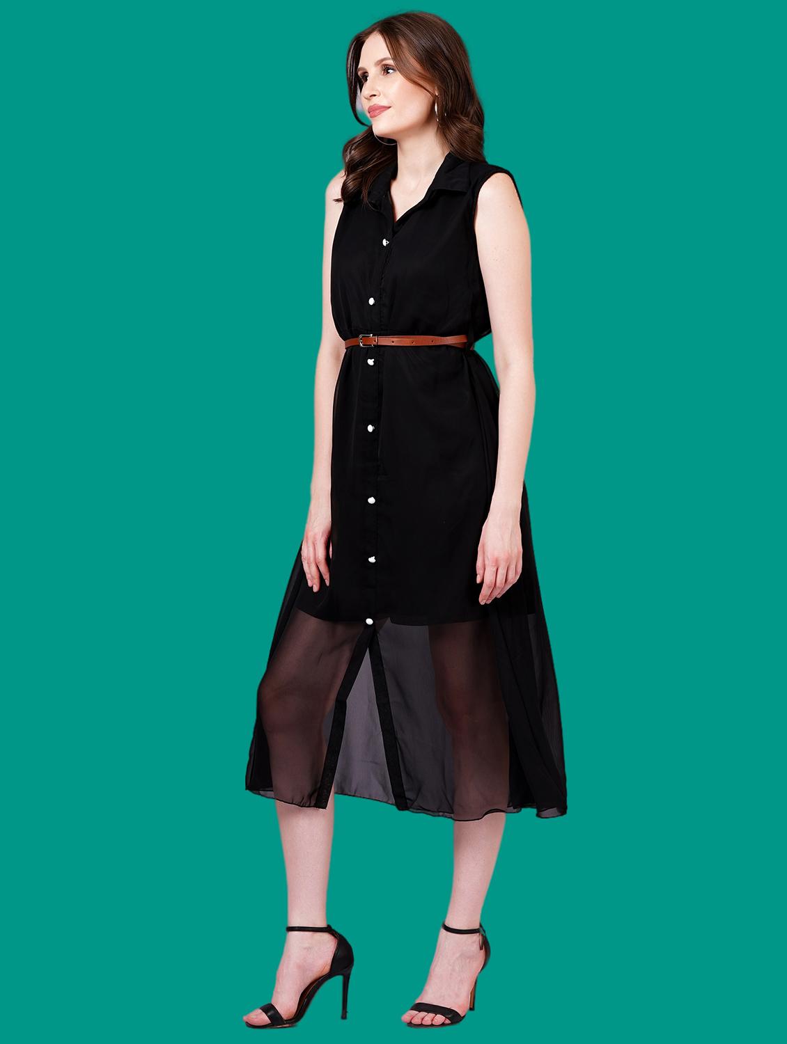 women solid sleeveles a-line dress - 21730892 -  Standard Image - 1