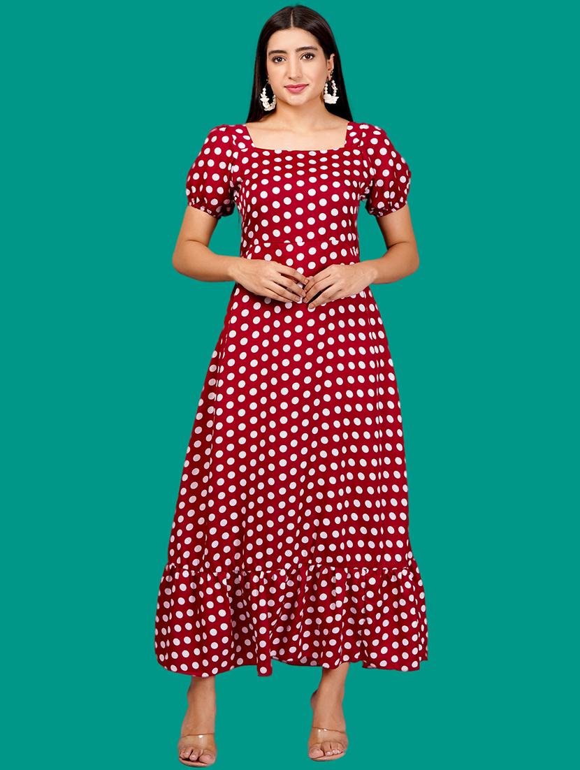 women printed puff sleeves tiered dress - 21730903 - Zoom Image - 0