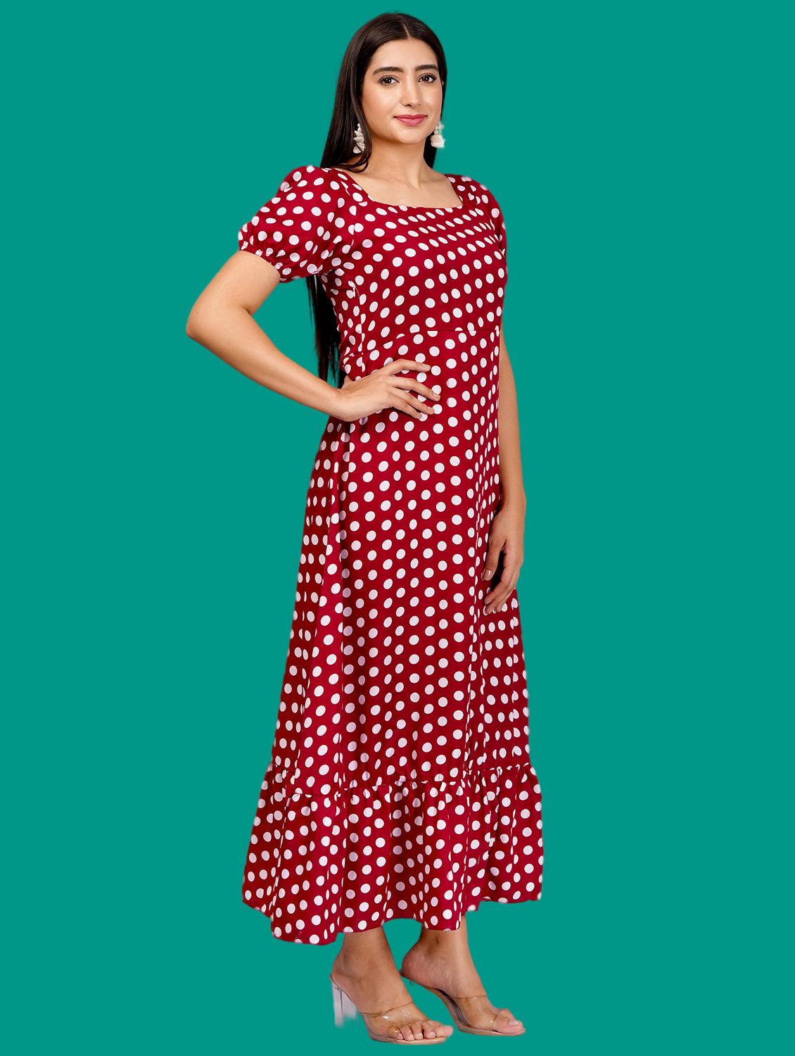 women printed puff sleeves tiered dress - 21730903 -  Standard Image - 1