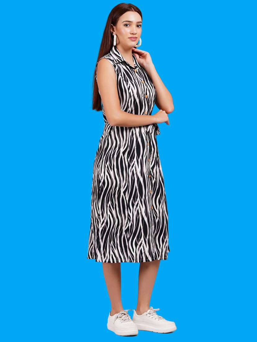 women printed sleeveeless a-line dress - 21730930 -  Standard Image - 1