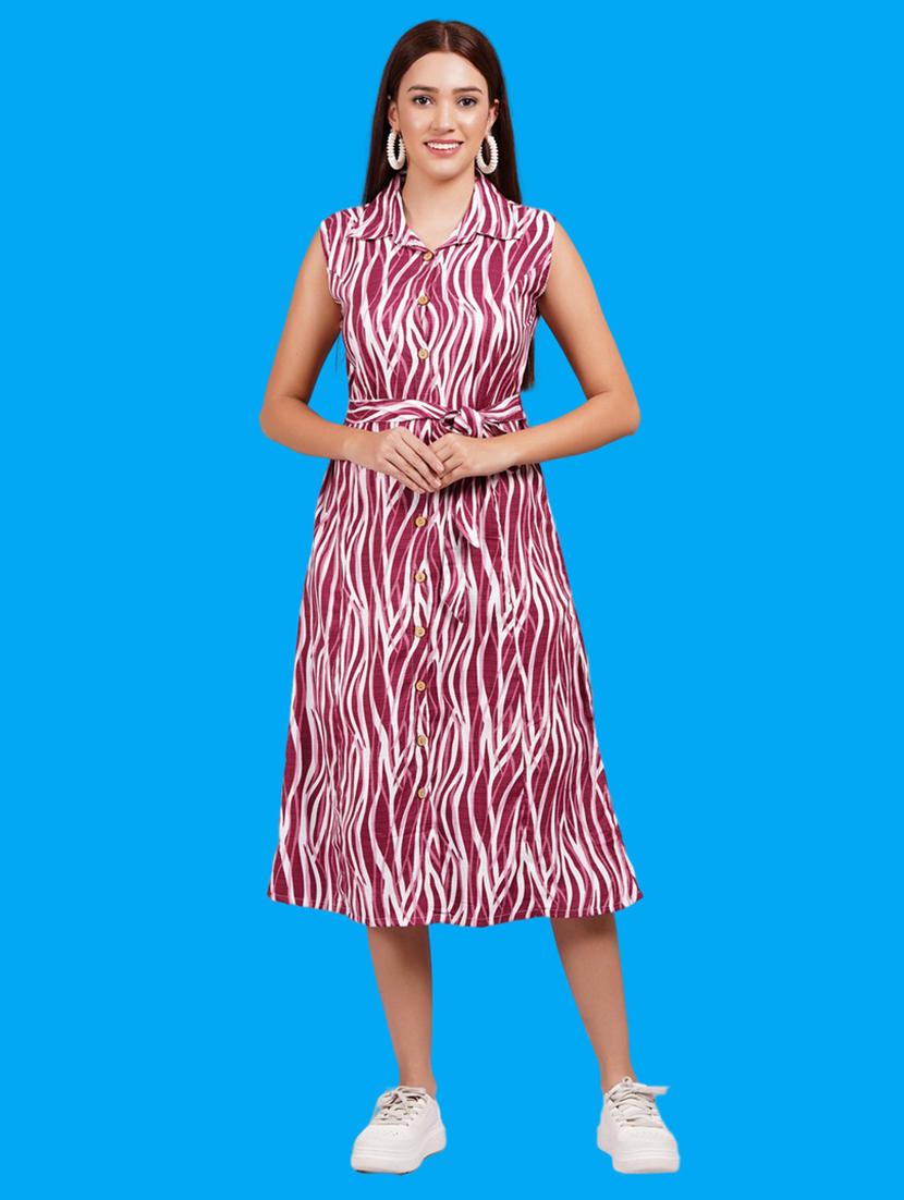 women printed sleeveless a-line dress - 21730933 - Standard Image - 4
