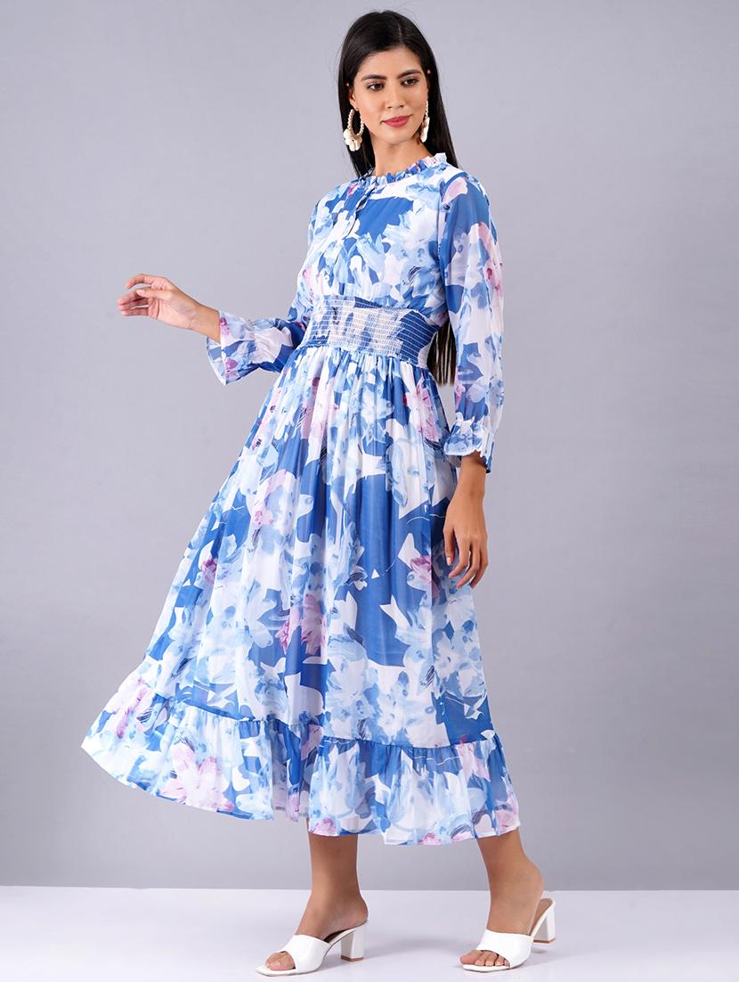 light blue georgette straight dress - 21730954 - Standard Image - 1