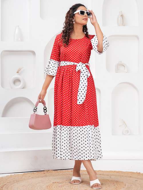 women polka doted bell sleeves tiered dress - 21730988 - Standard Image - 0