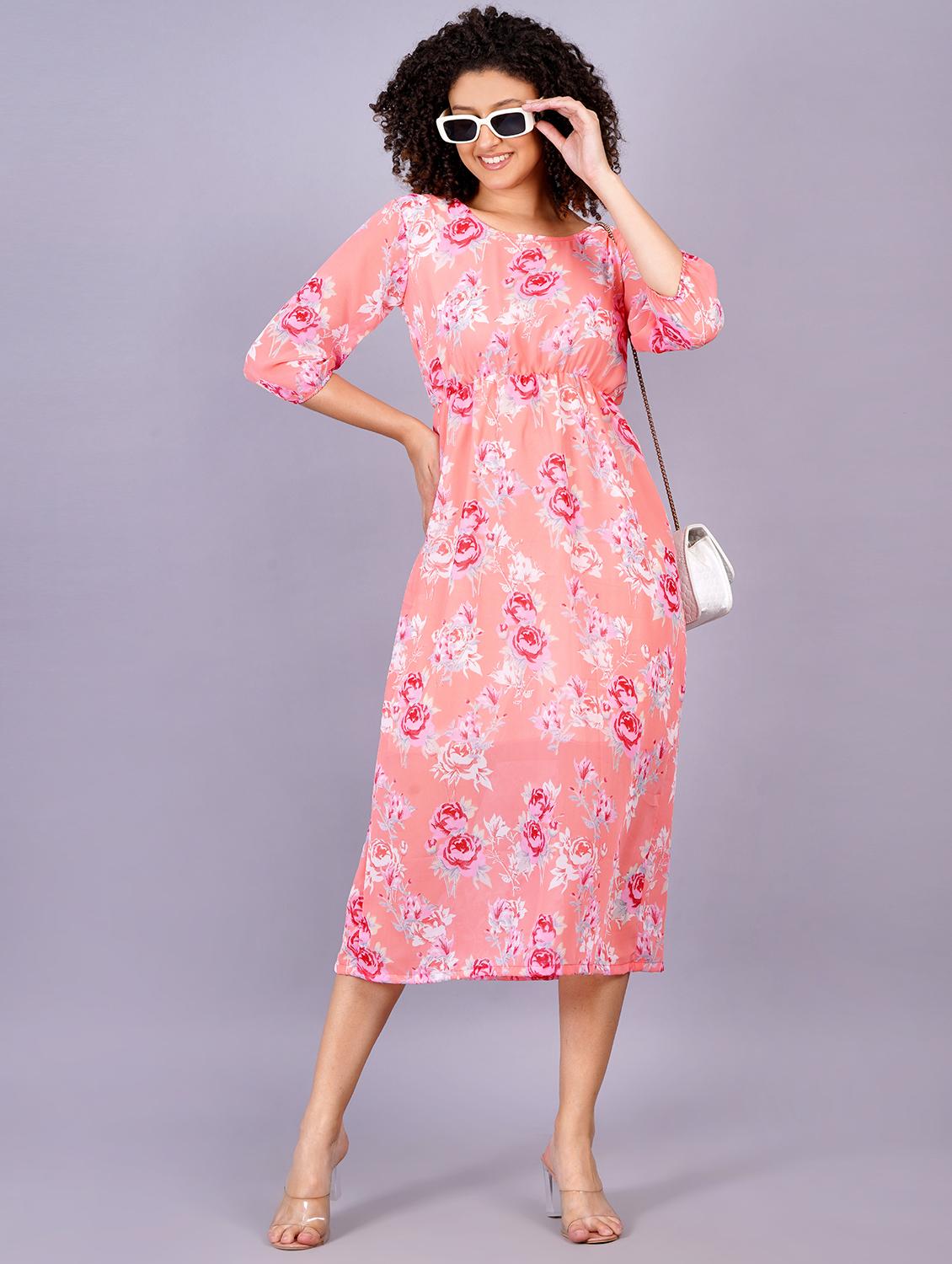 women floral print round neck a-line dress - 21731009 - Zoom Image - 0