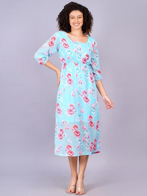 women floral print round neck a-line dress - 21731010 -  Standard Image - 0