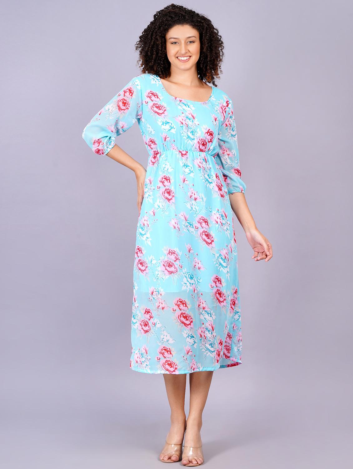 women floral print round neck a-line dress - 21731010 -  Zoom Image - 0