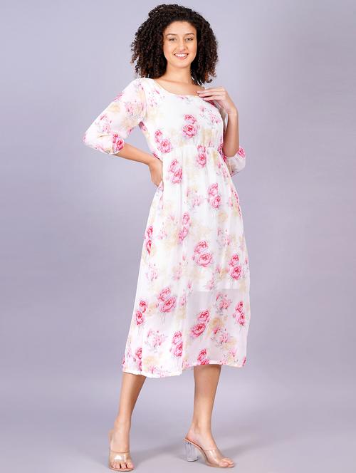 women floral print round neck a-line dress - 21731011 - Standard Image - 0