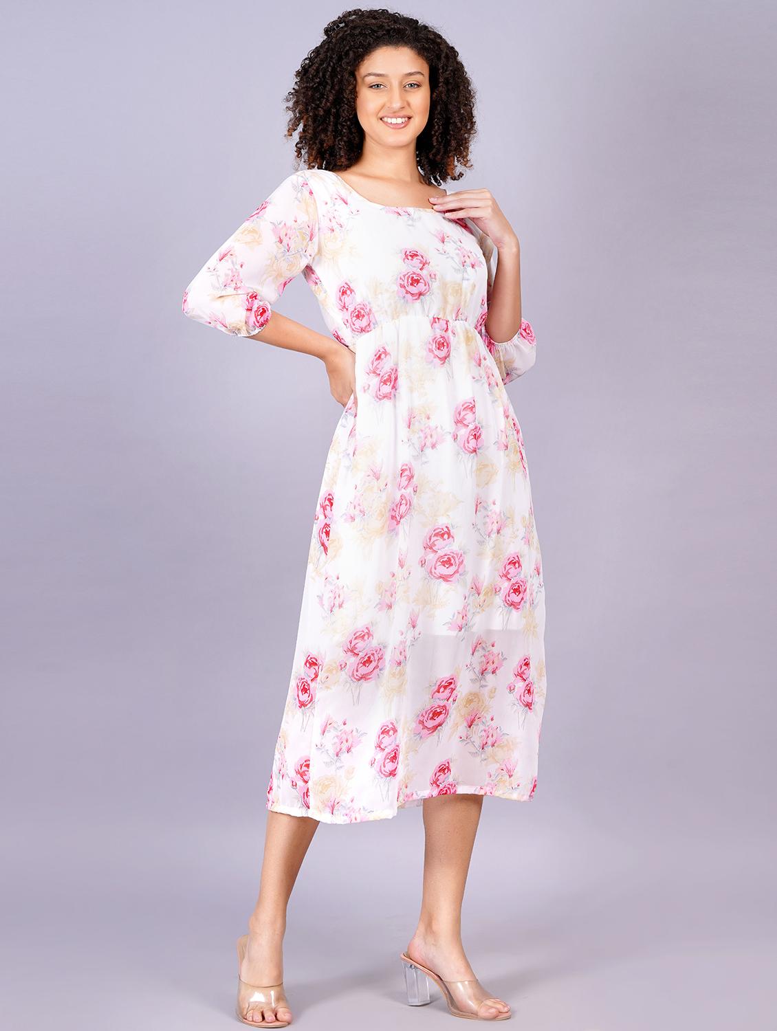women floral print round neck a-line dress - 21731011 - Zoom Image - 0