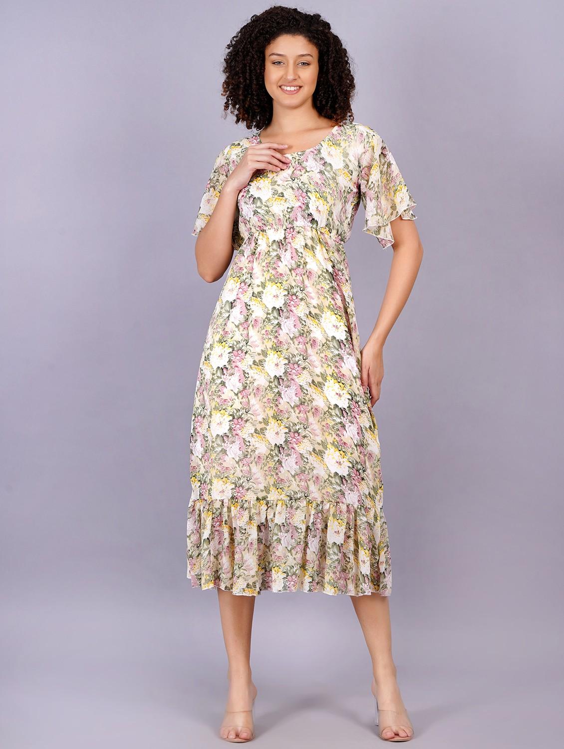 women floral print round neck tiered dress - 21731015 -  Zoom Image - 0