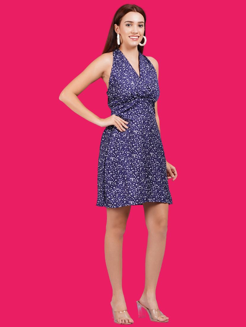 women printed halter neck a-line dress - 21731030 - Standard Image - 1
