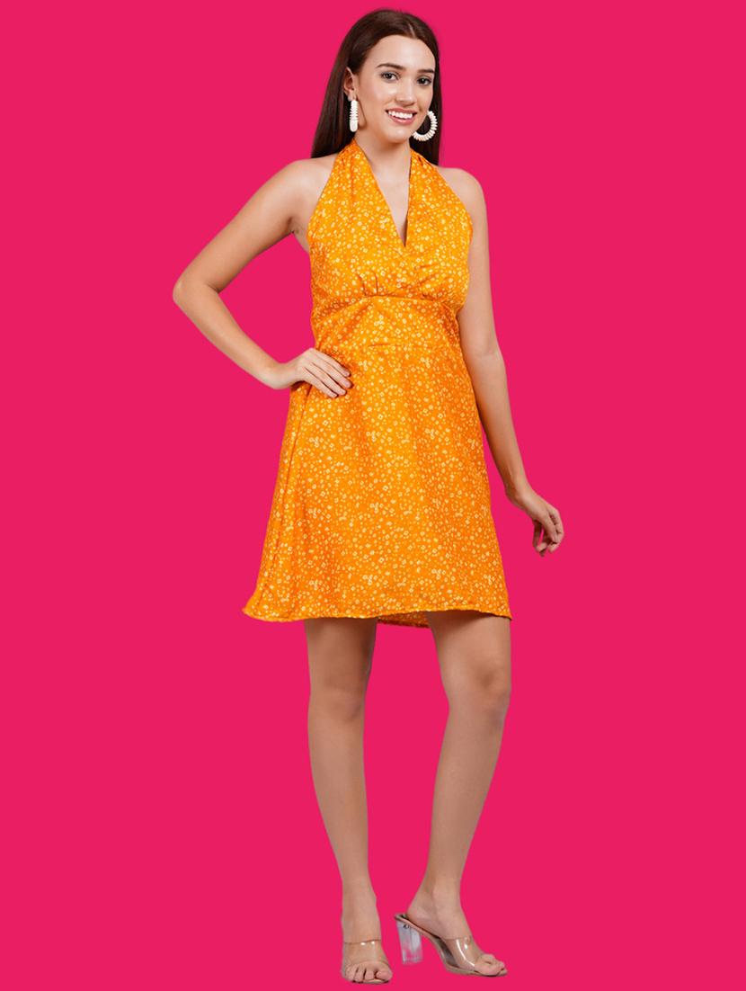 women printed halter neck a-line dress - 21731032 -  Standard Image - 1