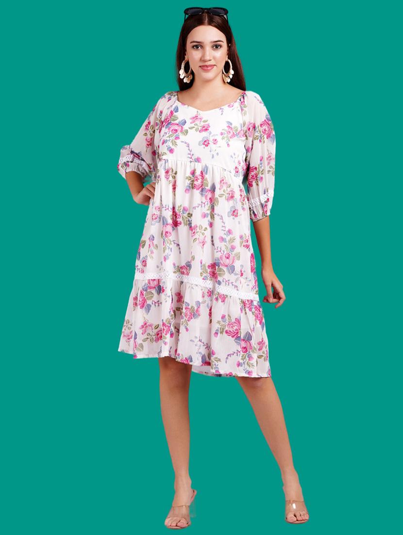 women floral print puff sleeves tiered dress - 21731058 - Zoom Image - 0