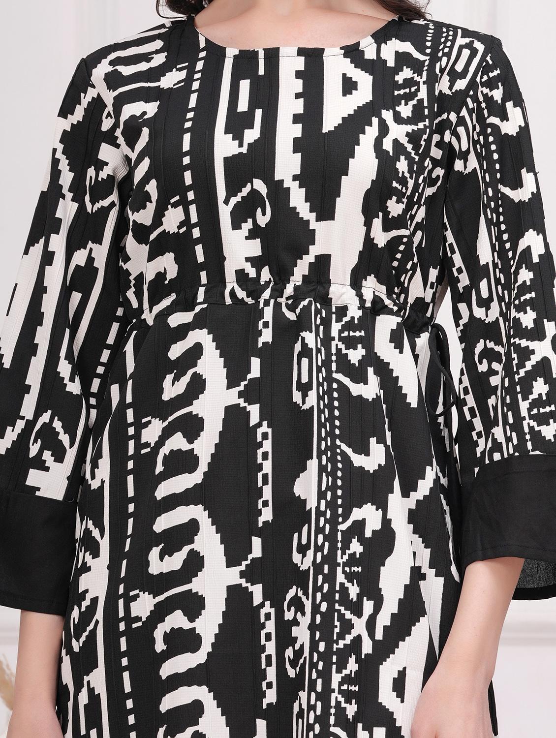 women printed bell sleeves a-line dress - 21731073 - Standard Image - 4