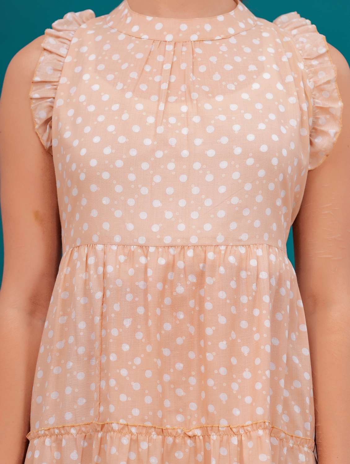 women polka doted sleeves tiered dress - 21731088 - Standard Image - 4