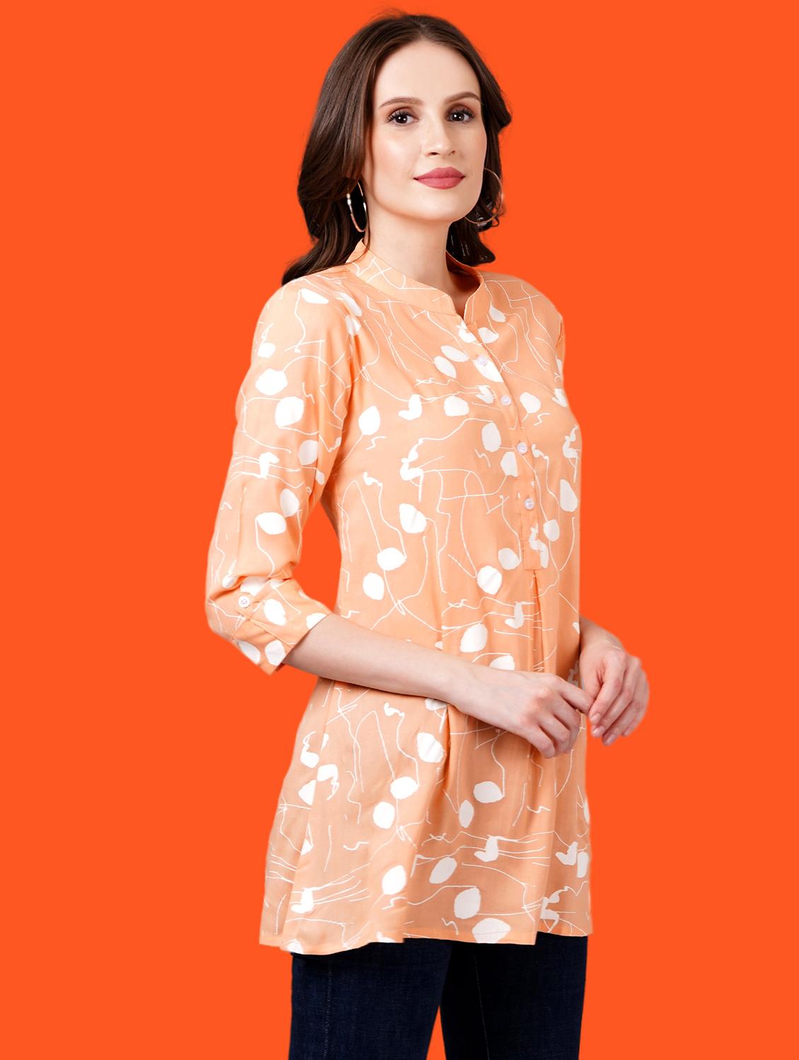 women mandarin neck printed a-line kurti  - 21731122 -  Standard Image - 1