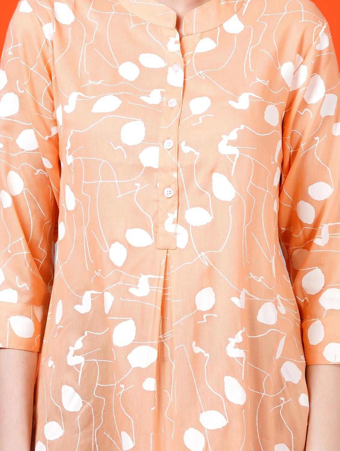 women mandarin neck printed a-line kurti - 21731122 - Standard Image - 4