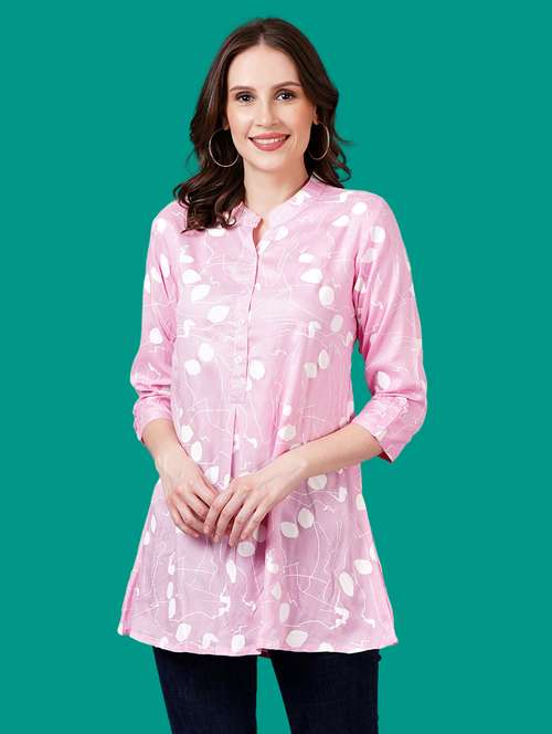 women mandarin neck printed a-line kurti - 21731123 - Standard Image - 0