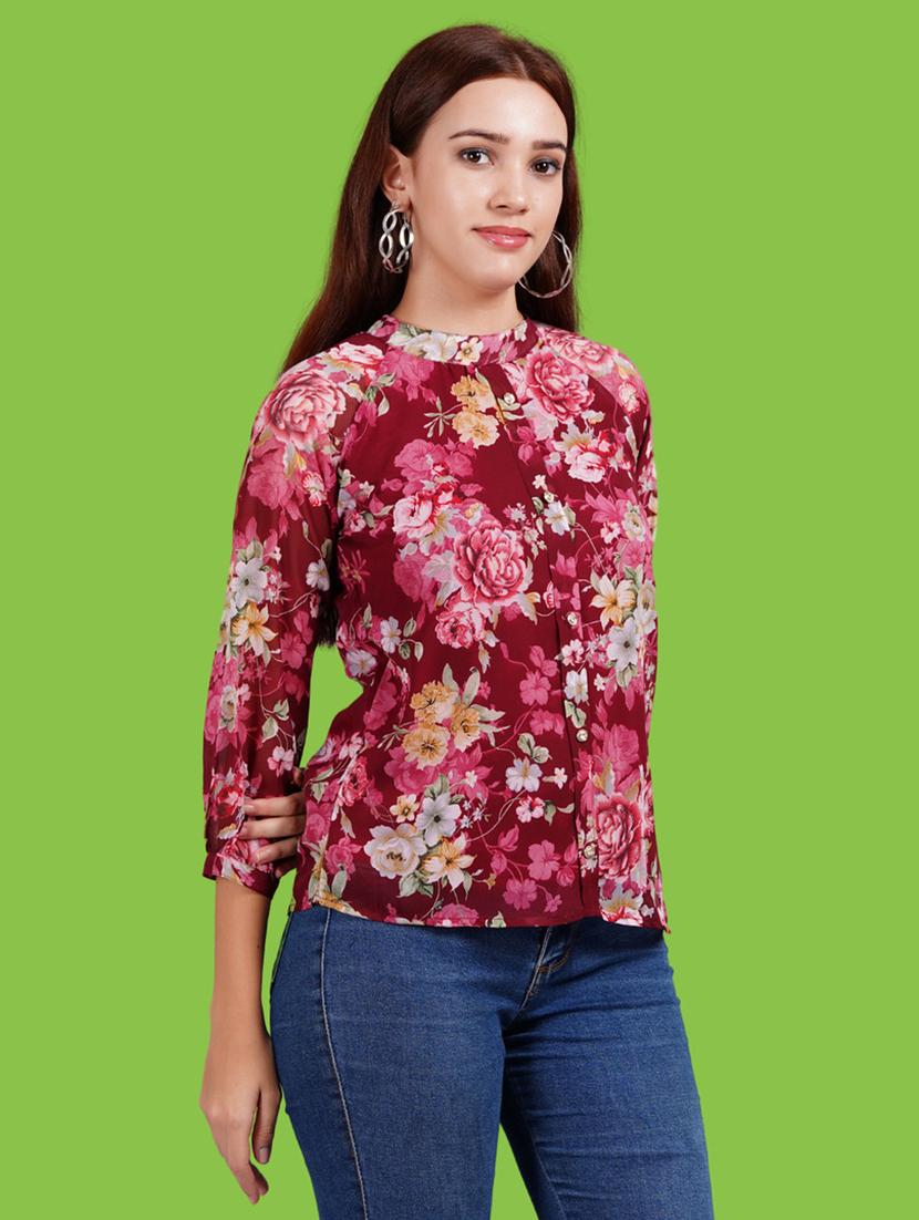 women floral print puff sleeves regular top - 21731137 -  Standard Image - 1