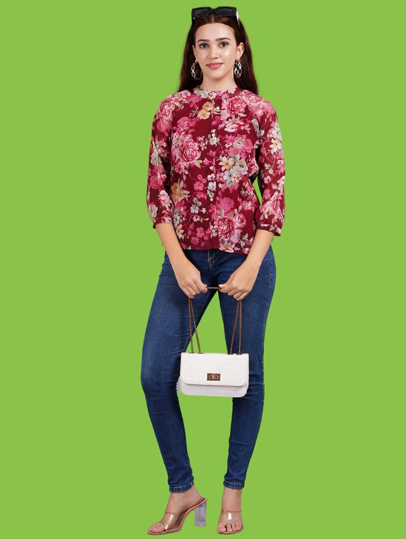 women floral print puff sleeves regular top - 21731137 - Standard Image - 4