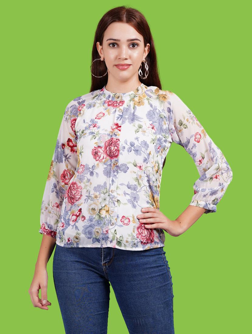 women floral print puff sleeves regular top - 21731140 -  Zoom Image - 0