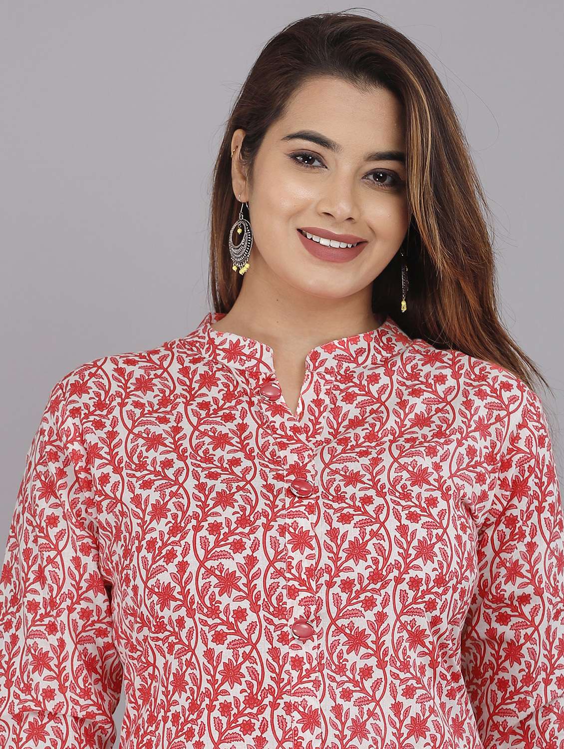 women mandarin neck printed straight kurti - 21731159 - Standard Image - 4