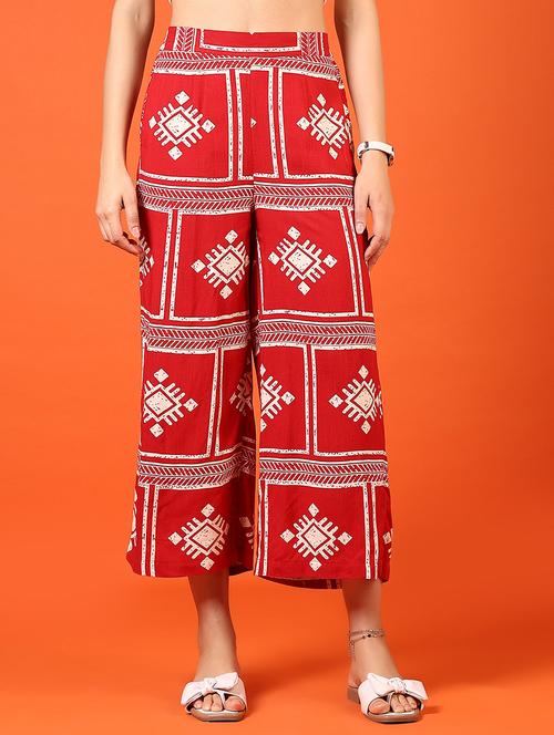women high rise printed palazzo - 21731199 -  Standard Image - 0