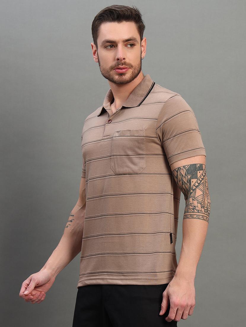 men short sleeves striped polo t-shirt - 21731247 - Standard Image - 1