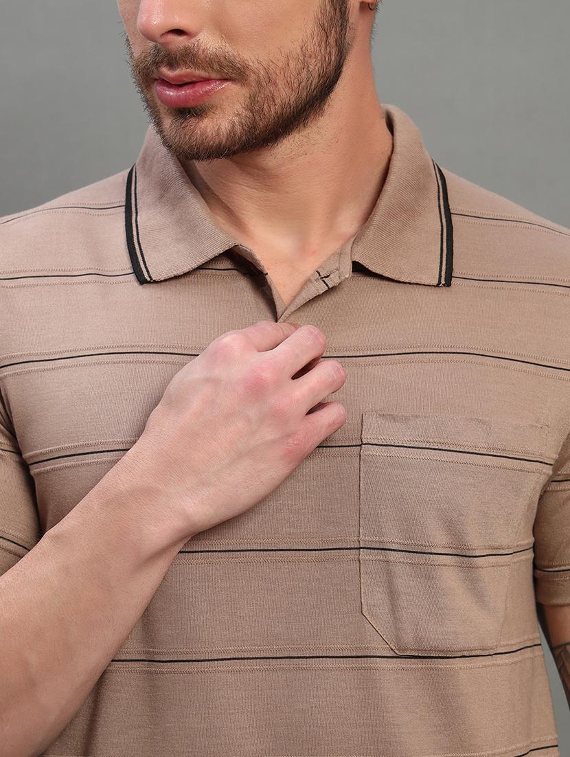 men short sleeves striped polo t-shirt - 21731247 - Standard Image - 4