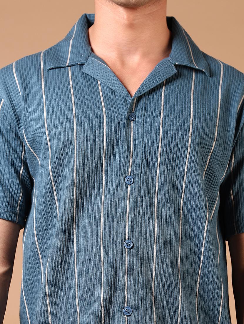 men short sleeves striped casual shirt - 21731321 - Standard Image - 4