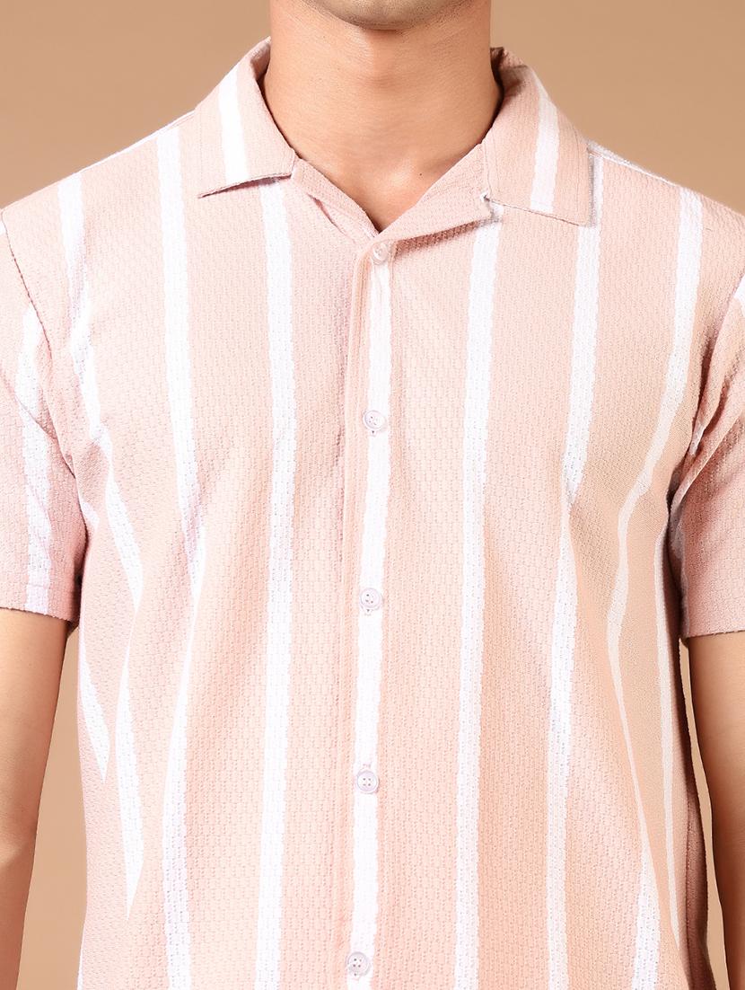 men short sleeves striped casual shirt - 21731346 - Standard Image - 4