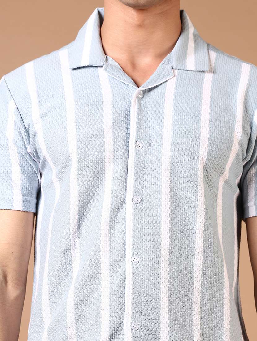 men short sleeves striped casual shirt - 21731348 - Standard Image - 4