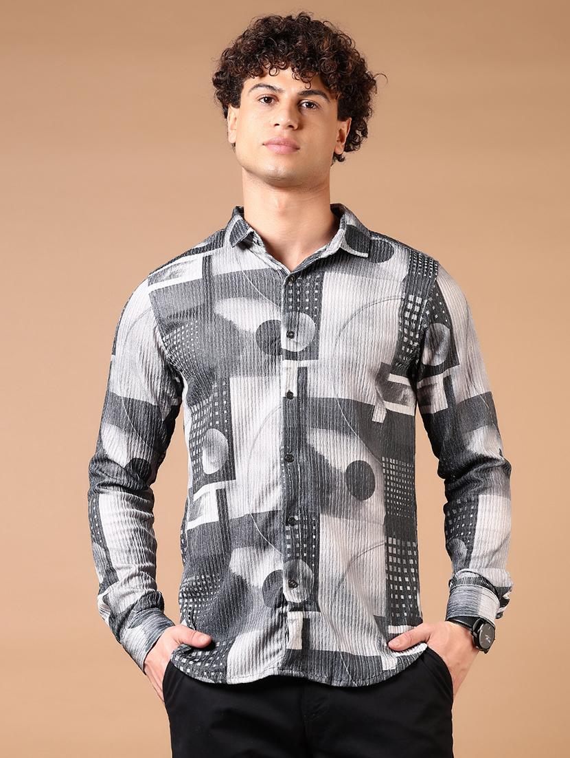men long sleeves printed casual shirt - 21731349 -  Zoom Image - 0