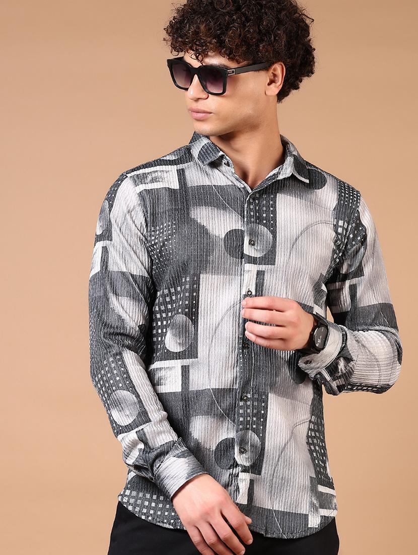 men long sleeves printed casual shirt - 21731349 -  Standard Image - 1