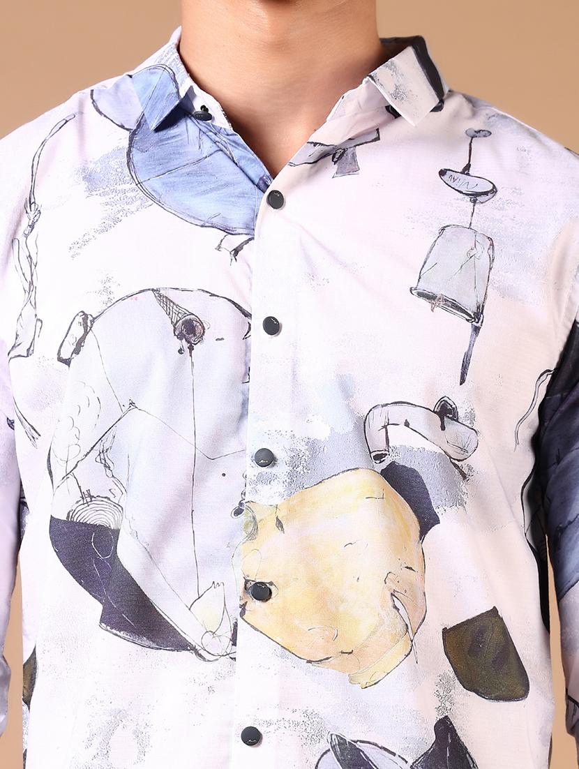 men long sleeves printed casual shirt - 21731350 - Standard Image - 4