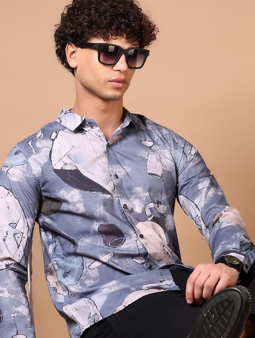 men long sleeves printed casual shirt - 21731351 - Standard Image - 1