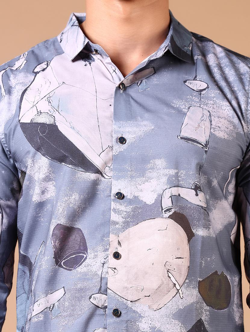 men long sleeves printed casual shirt - 21731351 - Standard Image - 4