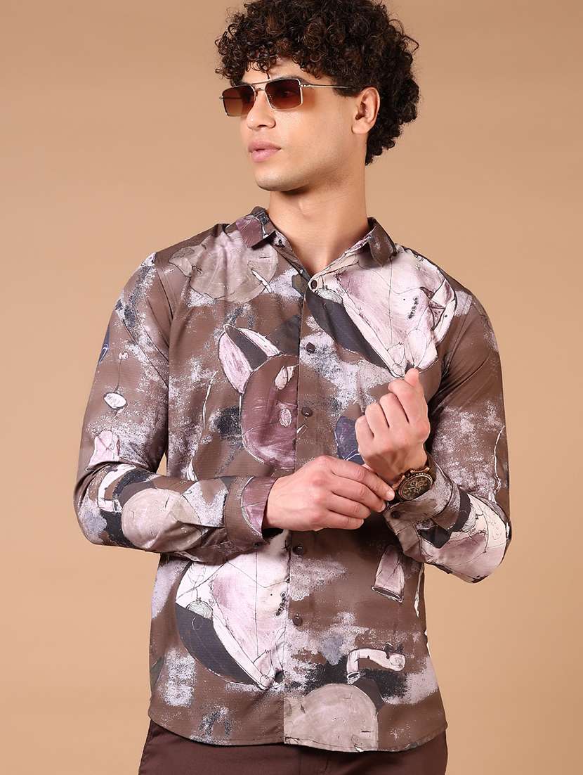 men long sleeves printed casual shirt - 21731352 -  Standard Image - 1