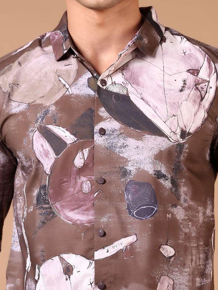 men long sleeves printed casual shirt - 21731352 -  Standard Image - 4