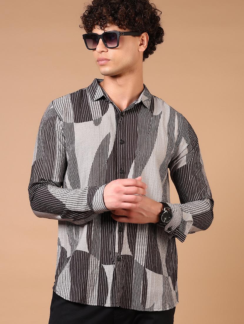men long sleeves printed casual shirt - 21731353 -  Standard Image - 1